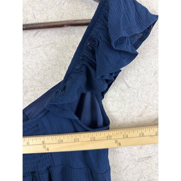 PACSUN LA Hearts Women's Dress Front Tie Babydoll Mini Blue Rayon Size Small - Picture 7 of 11